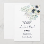 Huwelijk waterverf anemoon bloemenuitnodiging kaart (Voorkant / Achterkant)