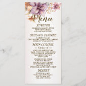 Huwelijk Waterverf Boho Roze Bloemen Elegant Menu (Voorkant)