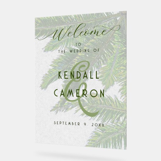 Huwelijk Welkom Palm Tree Achtergrond Acryl Bord (Hoek)