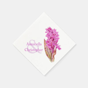Huwelijk wilde orchidee waterverf papier servet