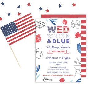 Huwelijk Wit Blauw BBQ Koppels Bruiloft Receptie D Kaart