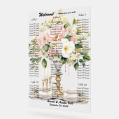 Huwelijk Wit en Roze Bloemen Zitting Grafiek Acryl Bord (Hoek)