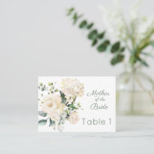 Huwelijk witte roos, hortensia plaats kaart plaatskaartje (Staand voorkant)