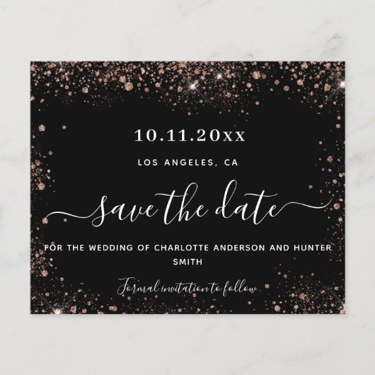 Huwelijk zwart-roze gouden glinsterende begroting (Voorkant)