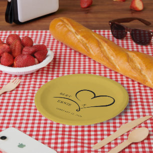 Huwelijks-papieren bord met eigen tekst 7" Rond Aa