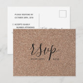 Huwelijks RSVP kaart | Gouden Glitter Script Brief (Voorkant / Achterkant)