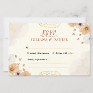 Huwelijks-RSVP-kaart met Crème Bloemendesign
