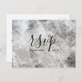 Huwelijks-Rsvp kaart | Stone Marble Script Postcar (Voorkant / Achterkant)