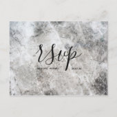 Huwelijks-Rsvp kaart | Stone Marble Script Postcar (Voorkant)