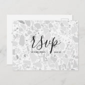 Huwelijks-Rsvp kaart | Terrazzo Script Briefkaart (Voorkant / Achterkant)