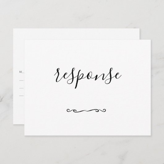 Huwelijks- RSVP- postkaarten met eenvoudig script Uitnodiging Briefkaart (Voorkant / Achterkant)