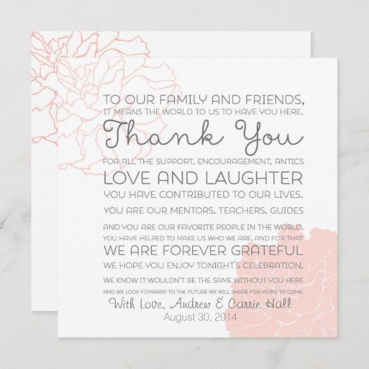 Huwelijks Tafelkaart Bedankbericht Bedankkaart (Voorkant / Achterkant)