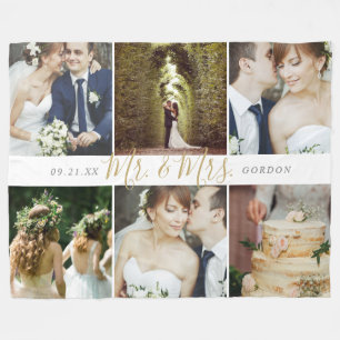 Huwelijksaandenken Dhr. en Mevrouw 6 foto-collage Fleece Deken