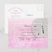 Huwelijksaankondiging Roze Zanddollar Thema Aankondigingskaart (Voorkant / Achterkant)