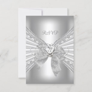 Huwelijksaanzoek Diamanten Hart Wit Zilveren Boog RSVP Kaartje
