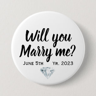 Huwelijksaanzoek wil je met me trouwen ronde button 7,6 cm