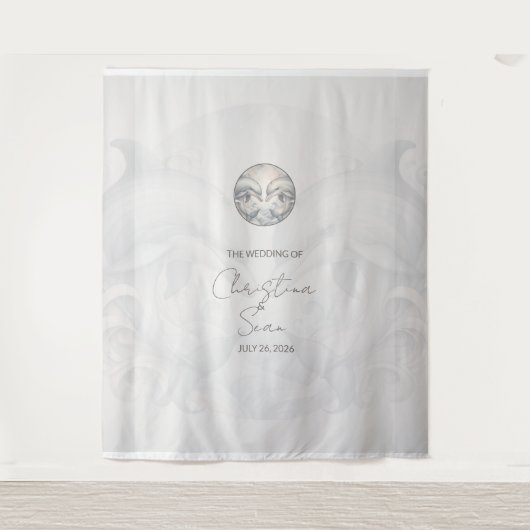 Huwelijksachtergrond Custom Dolphin Theme Style 1 Wandkleed (Voorkant)