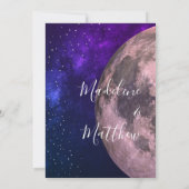 Huwelijksavond Sky Moon Stars Paarse bruiloft Kaart (Achterkant)