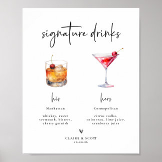 Huwelijksbar Signatuurdranken Bord Poster