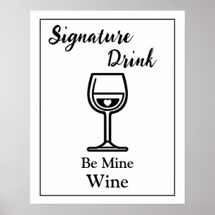 Huwelijksbar wijn teken voor handtekeningdrankje poster