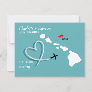 Huwelijksbestemming Hawaï Bewaar de Datum Save The Date