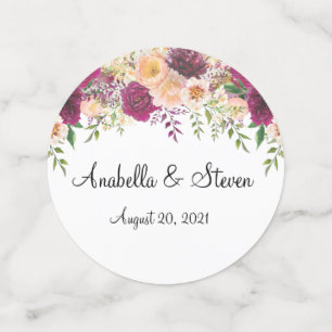 Huwelijksbloem Bourgogne Roos Custom Waterverf Confetti