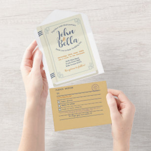 Huwelijksboek Bibliotheek Thema Hoesje & RSVP All In One Uitnodiging