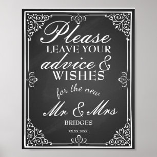 Huwelijksbord advies en gelukwensen nieuwe heer & poster