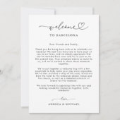 Huwelijksbrief Hart Script Welkomstbrief Itinerars Kaart (Voorkant)