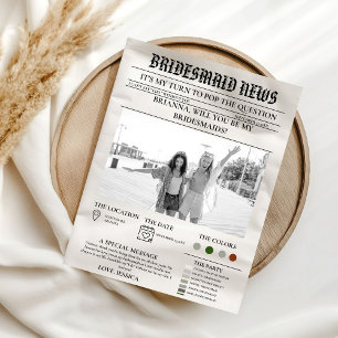Huwelijksbruidsmeisje voorstel krant+Bruidsmeisje  Kaart
