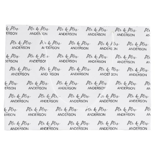 Huwelijkscadeau Mr en Mrs gepersonaliseerde naamco Groot Cadeauzakje (Achterkant)