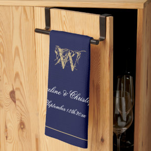 Huwelijkscadeau of Trouwcadeau Elegant Monogram Na Theedoek