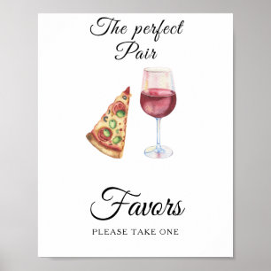 huwelijkscadeaus pizza en wijn  poster