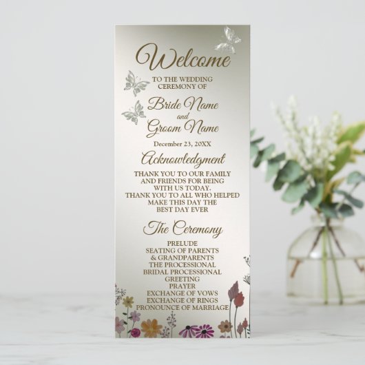 Huwelijksceremonie Kleurrijke Tuin Bloemen Rustiek Programma (Staand voorkant)