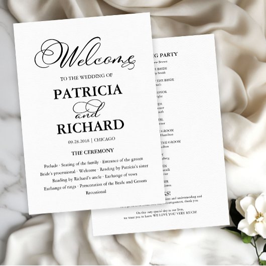 Huwelijksceremonie Orde van Service Elegant Progra Programma