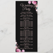 Huwelijksceremonie Roze Bloemen Zwart Modern Programma (Achterkant)
