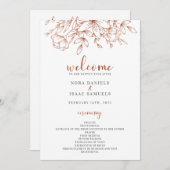 Huwelijksceremonieprogramma met roosgouden groenel programma (Voorkant / Achterkant)