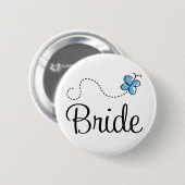 huwelijksdag Bride Blue Button (Voorkant /achterkant)