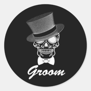 Huwelijksdag Halloween voor mannen van de overheid Ronde Sticker