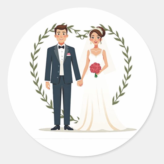 Huwelijksdaggenot Ronde Sticker (Voorkant)