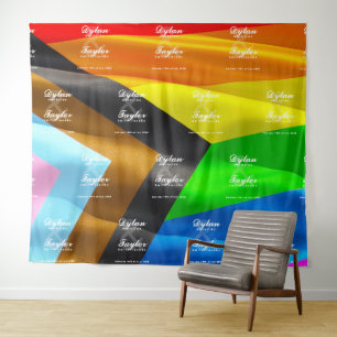 Huwelijksdecoratie met herhalende Pride-vlag achte Wandkleed