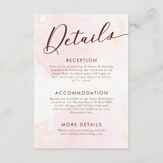 Huwelijksdetails Insteekkaart in Moderne Minimalis Informatiekaartje (Voorkant)