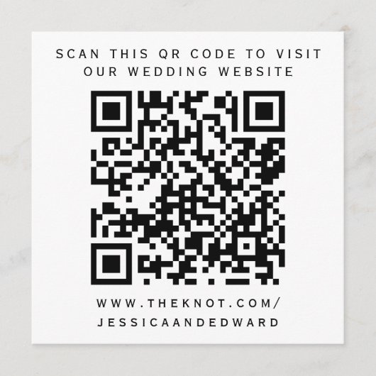 Huwelijksdetails QR-code Eenvoudig Zwart Minimaal  Programma (Voorkant)