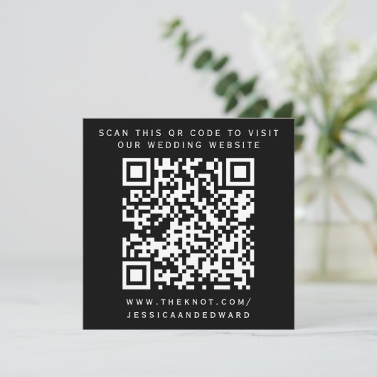 Huwelijksdetails QR-code Eenvoudig Zwart Wit Minim Programma (Staand voorkant)
