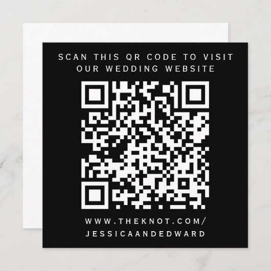 Huwelijksdetails QR-code Eenvoudig Zwart Wit Minim Programma (Voorkant / Achterkant)