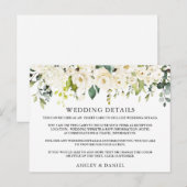 Huwelijksdetails Witte Bloemen Groene Kaart (Voorkant / Achterkant)