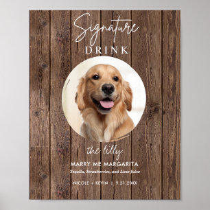 Huwelijksdrankjes Bar Bord voor Honden Afdrukbaar Poster