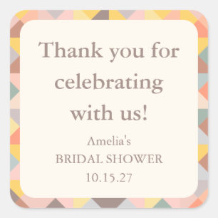 Huwelijkse Bridal Shower Bedankje Geel Pastel Vorm Vierkante Sticker
