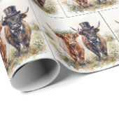 Huwelijkse bruid en bruidegom Schotse hooglanders Cadeaupapier (Rol Hoek)