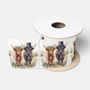 Huwelijkse bruid en bruidegom Schotse hooglanders Lint